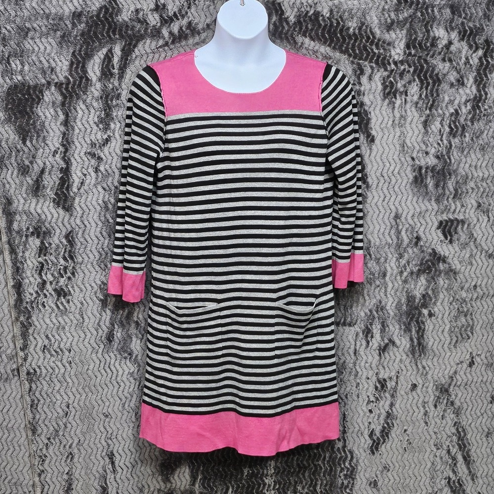 Eliza‎ J Sweater Dress Sz XL Striped Pocket Preppy Casual Office Stretch Momcore